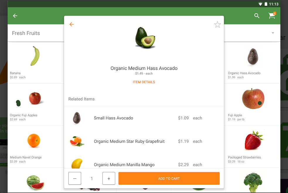 how grocery and fruit shopping look like with Instacart.