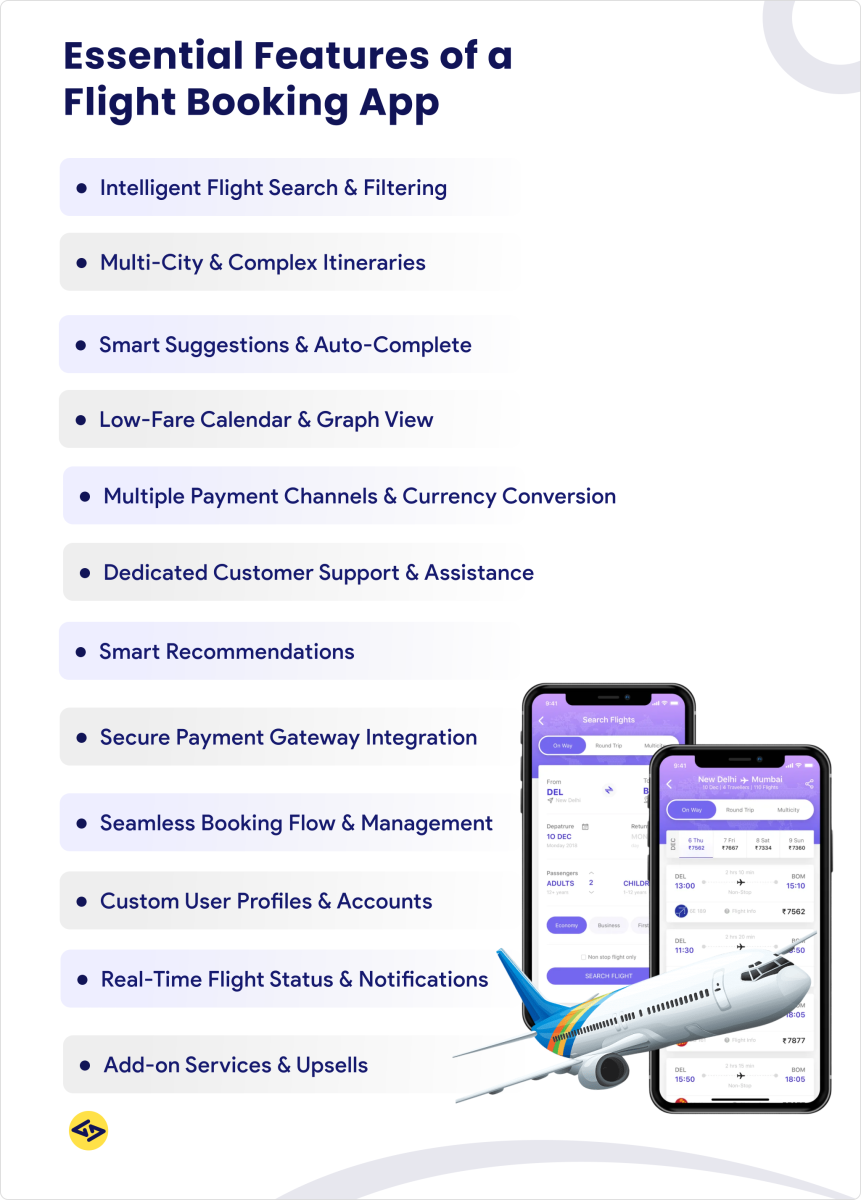essential features of a flight booking app