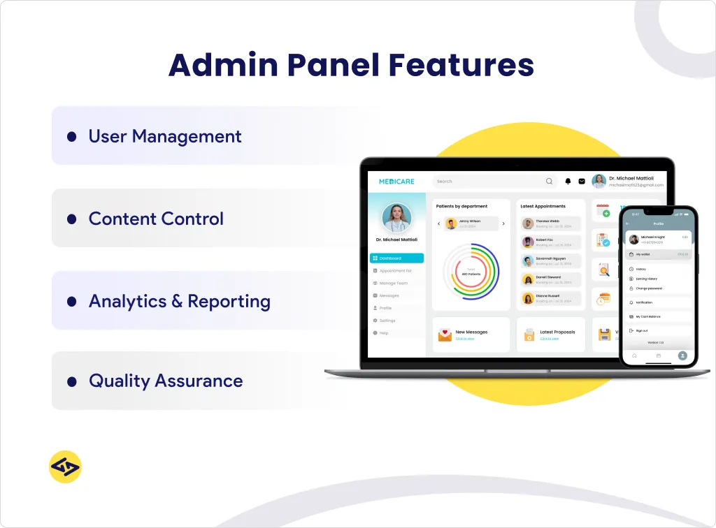admin panel features