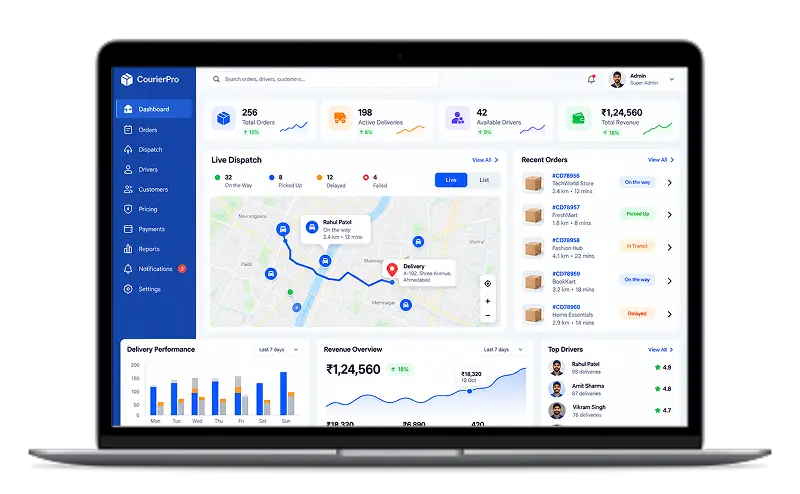 Courier Admin Panel - Live Dispatch Dashboard