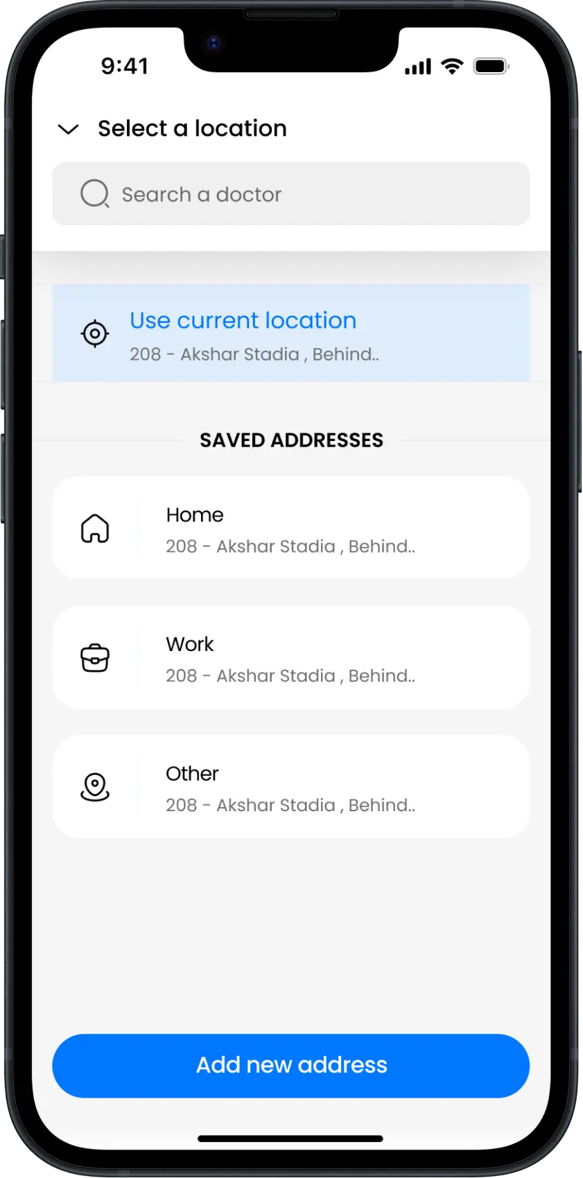 Patient App - Location Page