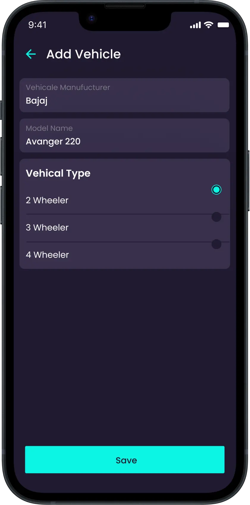 EV Charging App - Add Vehicle 