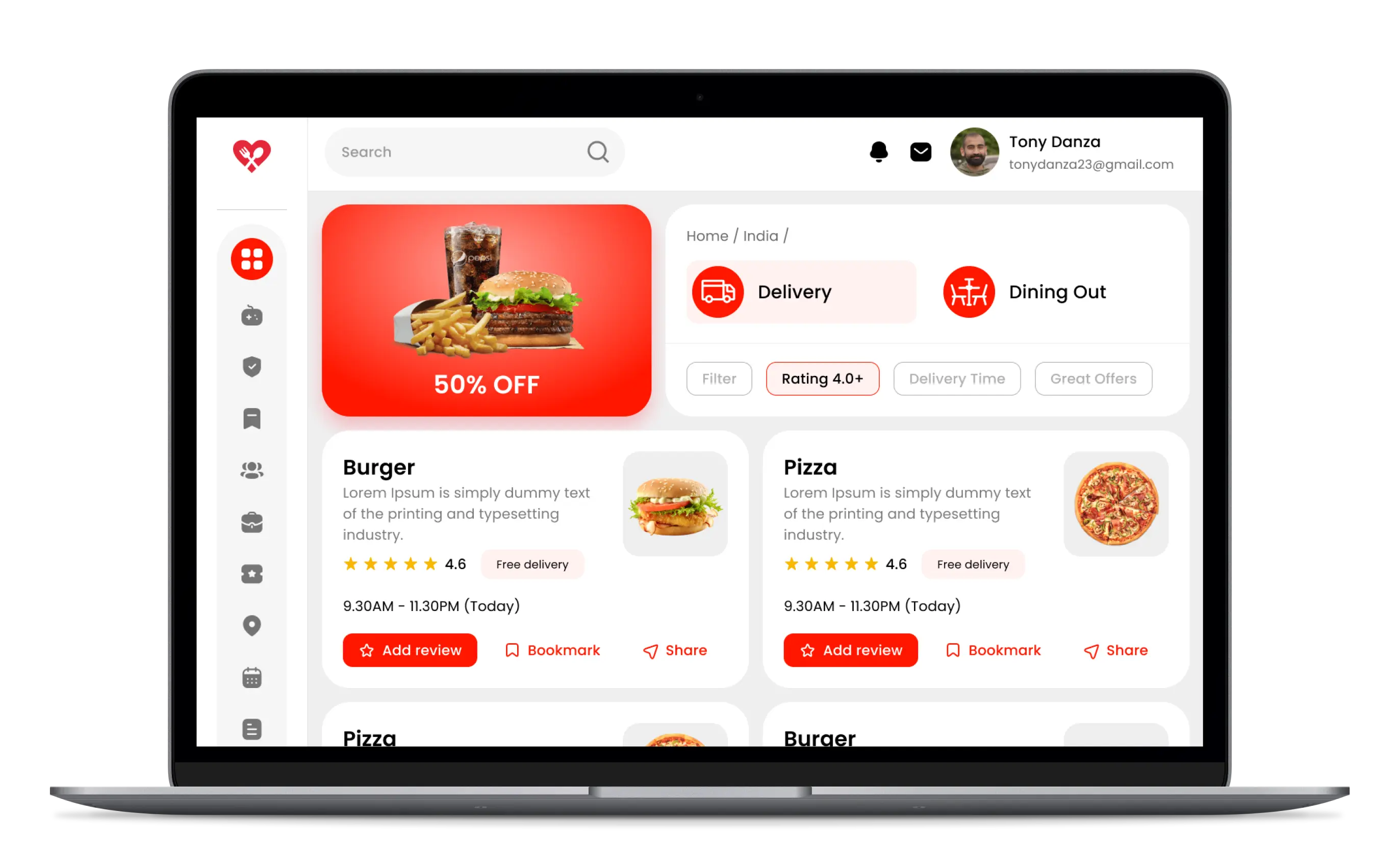 Food Delivery Admin Panel - Order Details Page