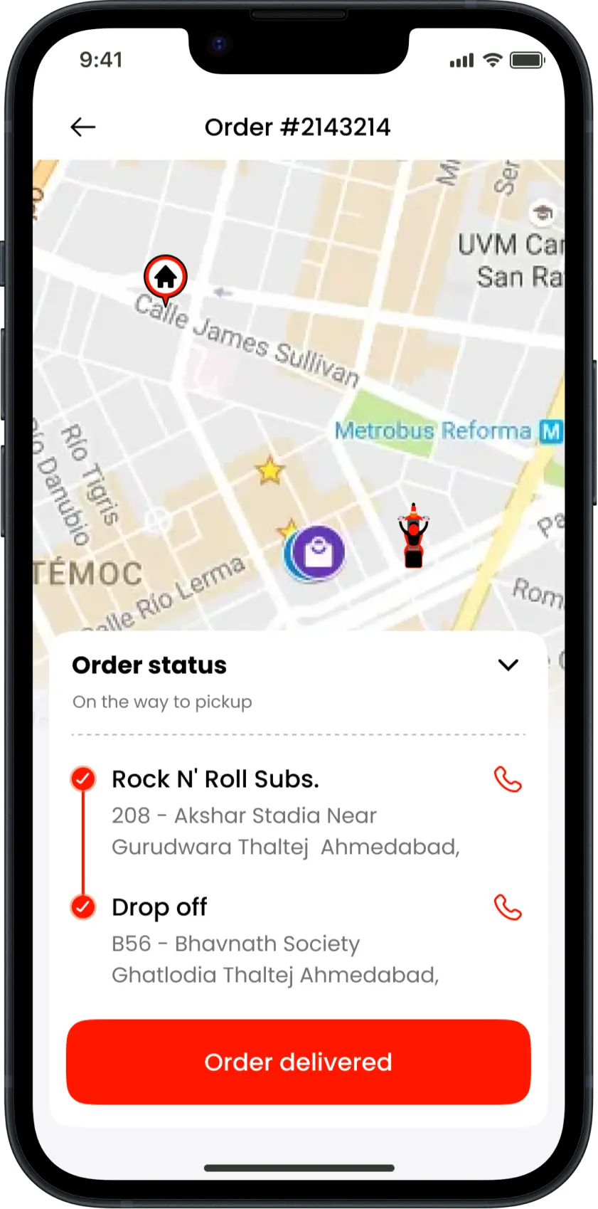 Food Delivery Driver App - Order Status