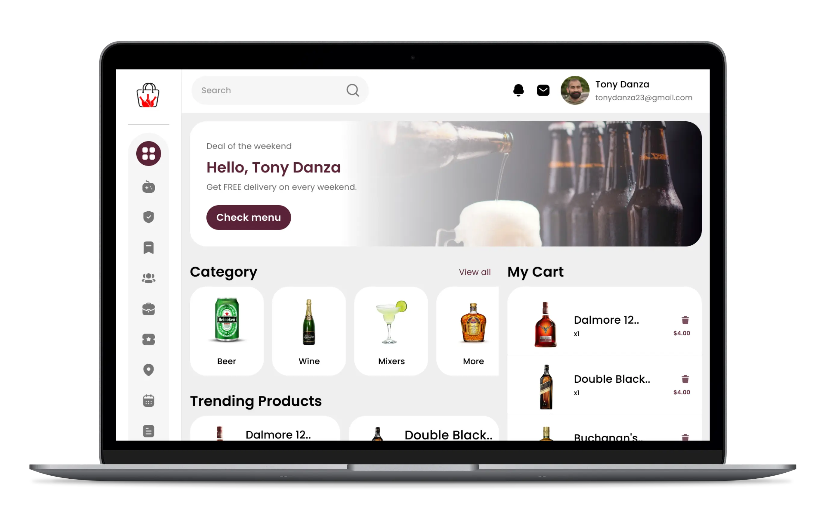 Liquor Delivery Admin Panel - Home Page