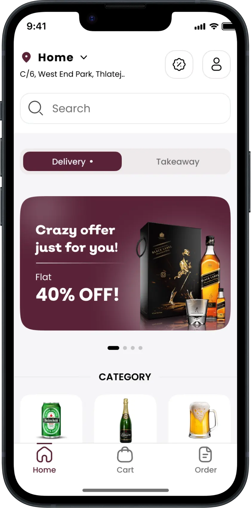 Liquor Delivery Customer App - Menu Page