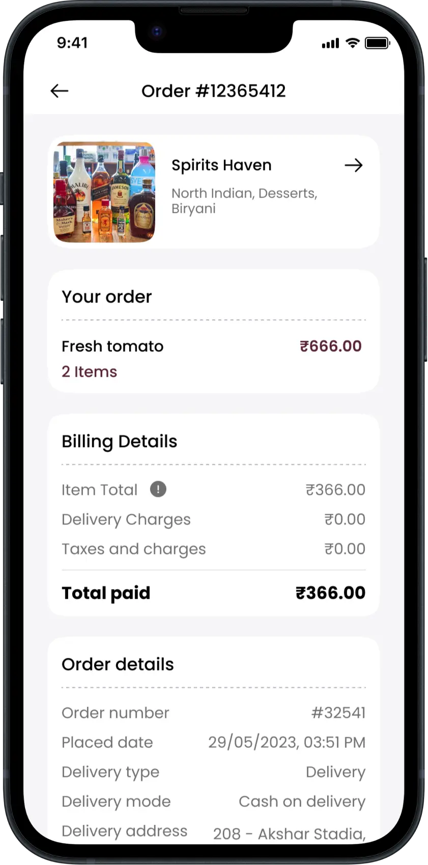 Liquor Driver App - Order Details