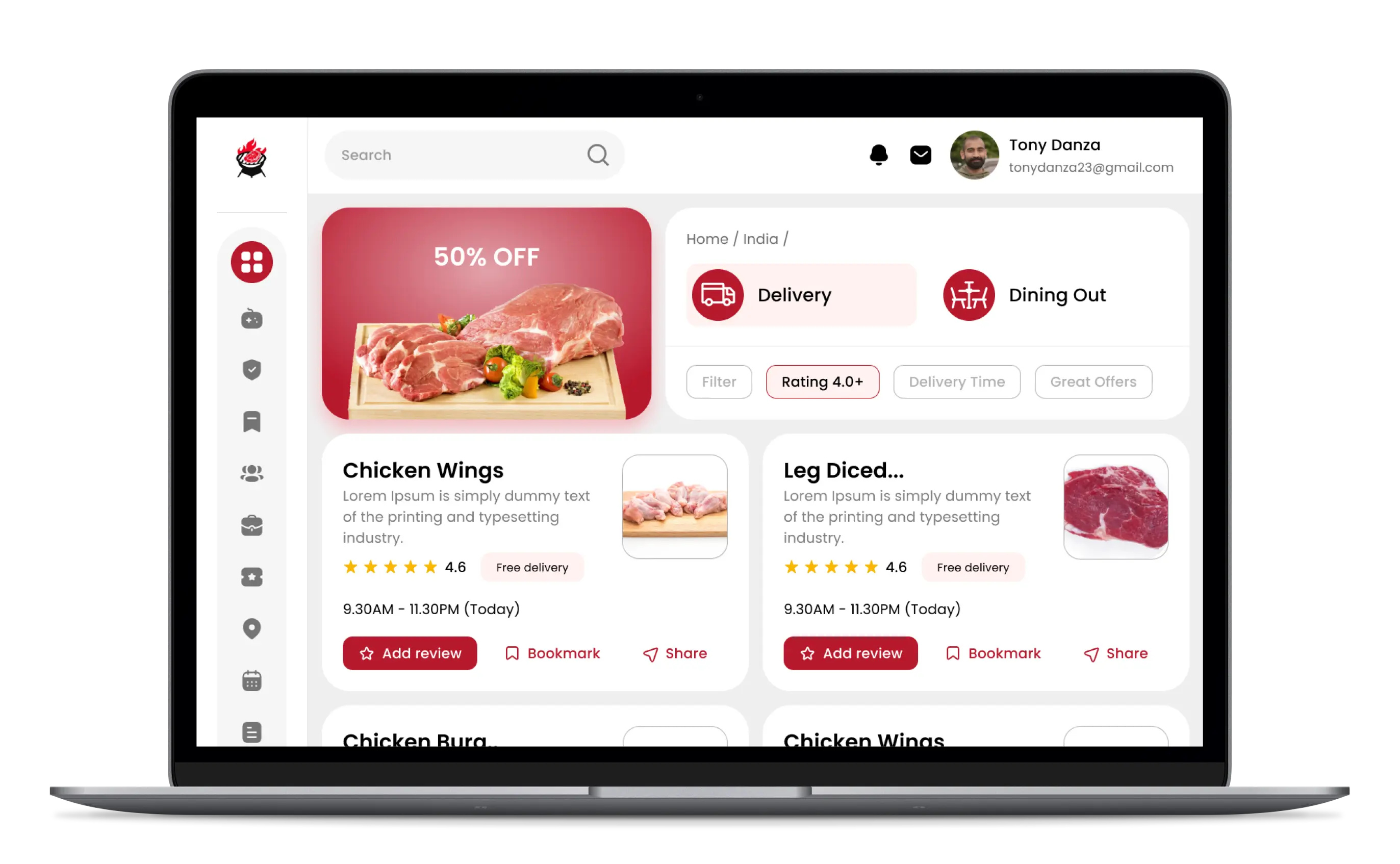 Meat Delivery Admin Panel - Restaurant