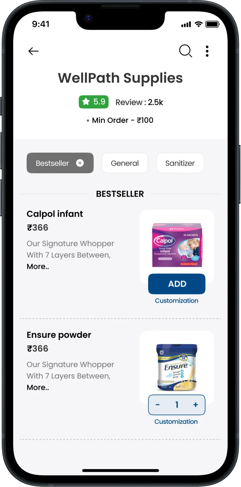 Medical Delivery App View Cart Page