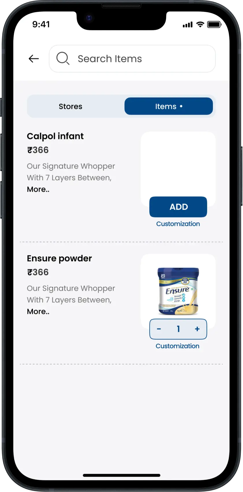 Medical Delivery App View information Page
