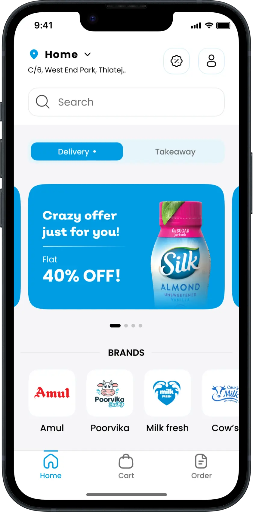 Milk Delivery Customer App - Home Page