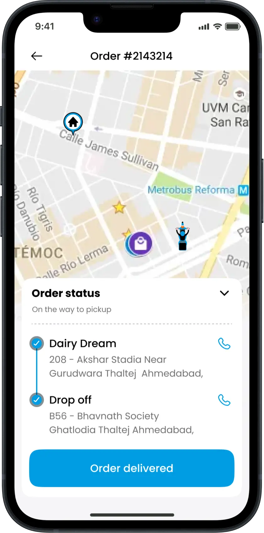 Milk Delivery Driver App - Order Delivered