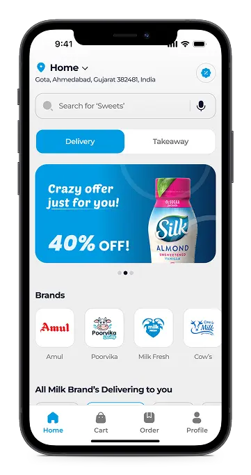 Milqora Customer App Screen 1