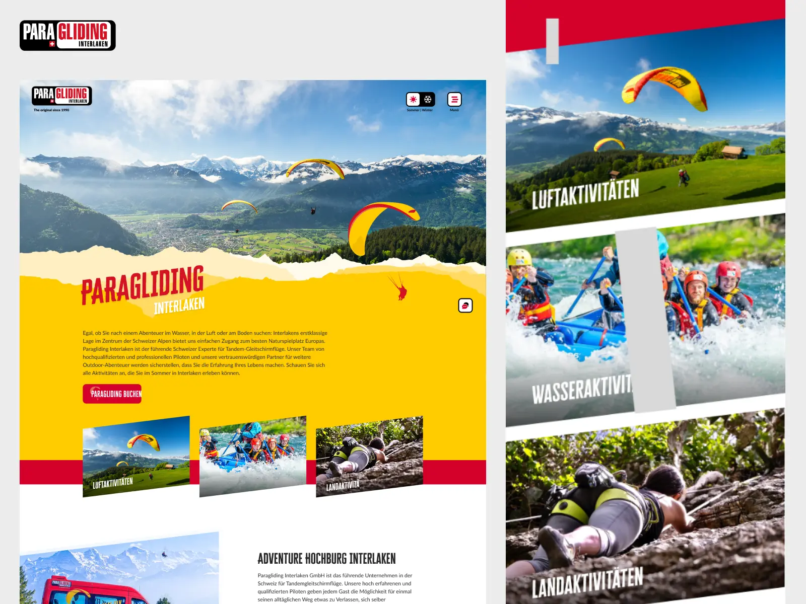 Paragliding Interlaken Website Screen 1
