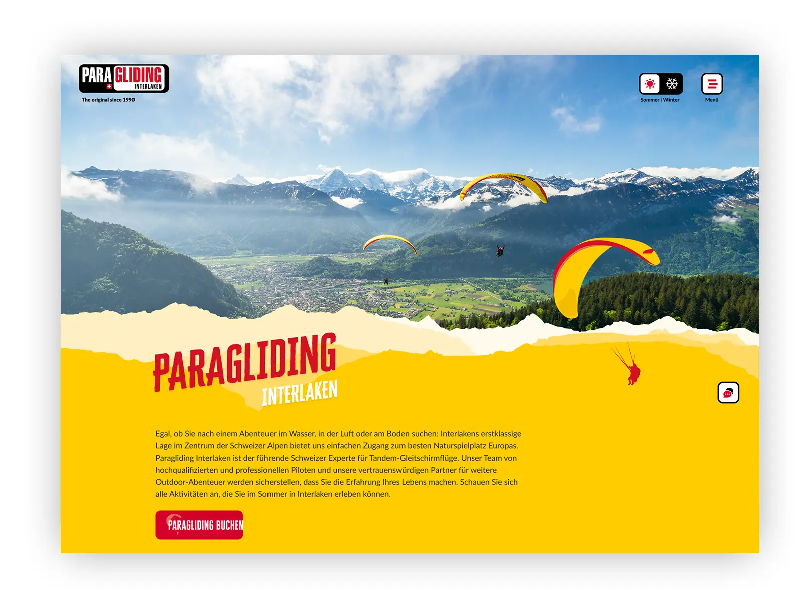 Paragliding Interlaken Website Screen 2