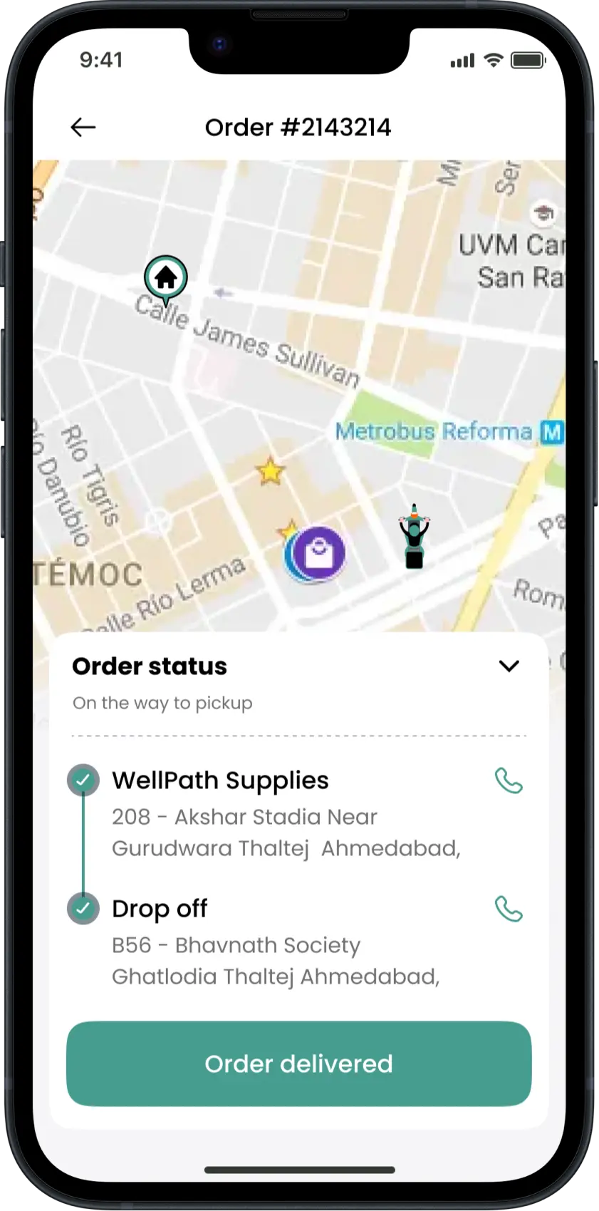Pharmacy Delivery Driver App - Order Delivered