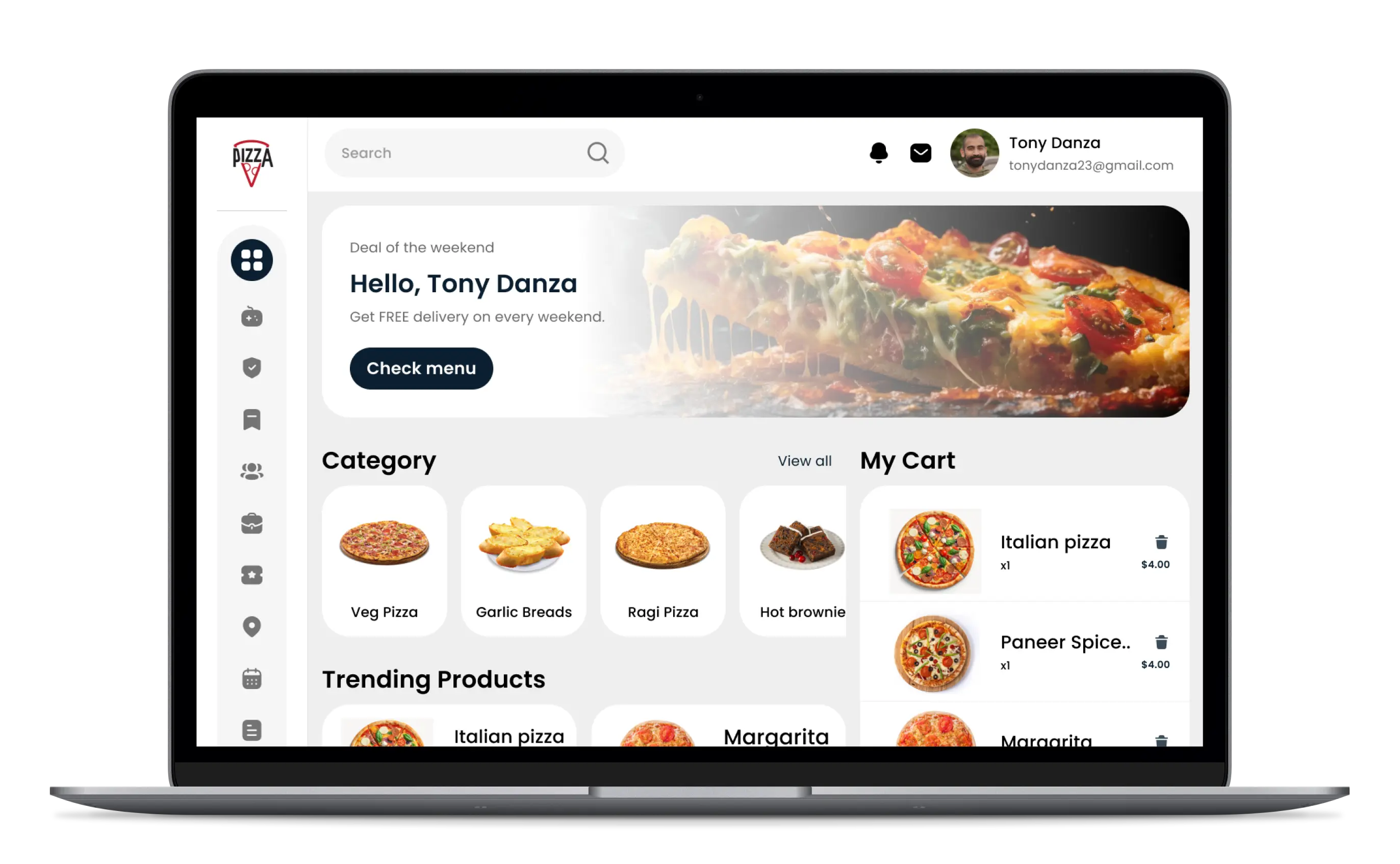 Pizza Delivery Admin Panel - Home Page