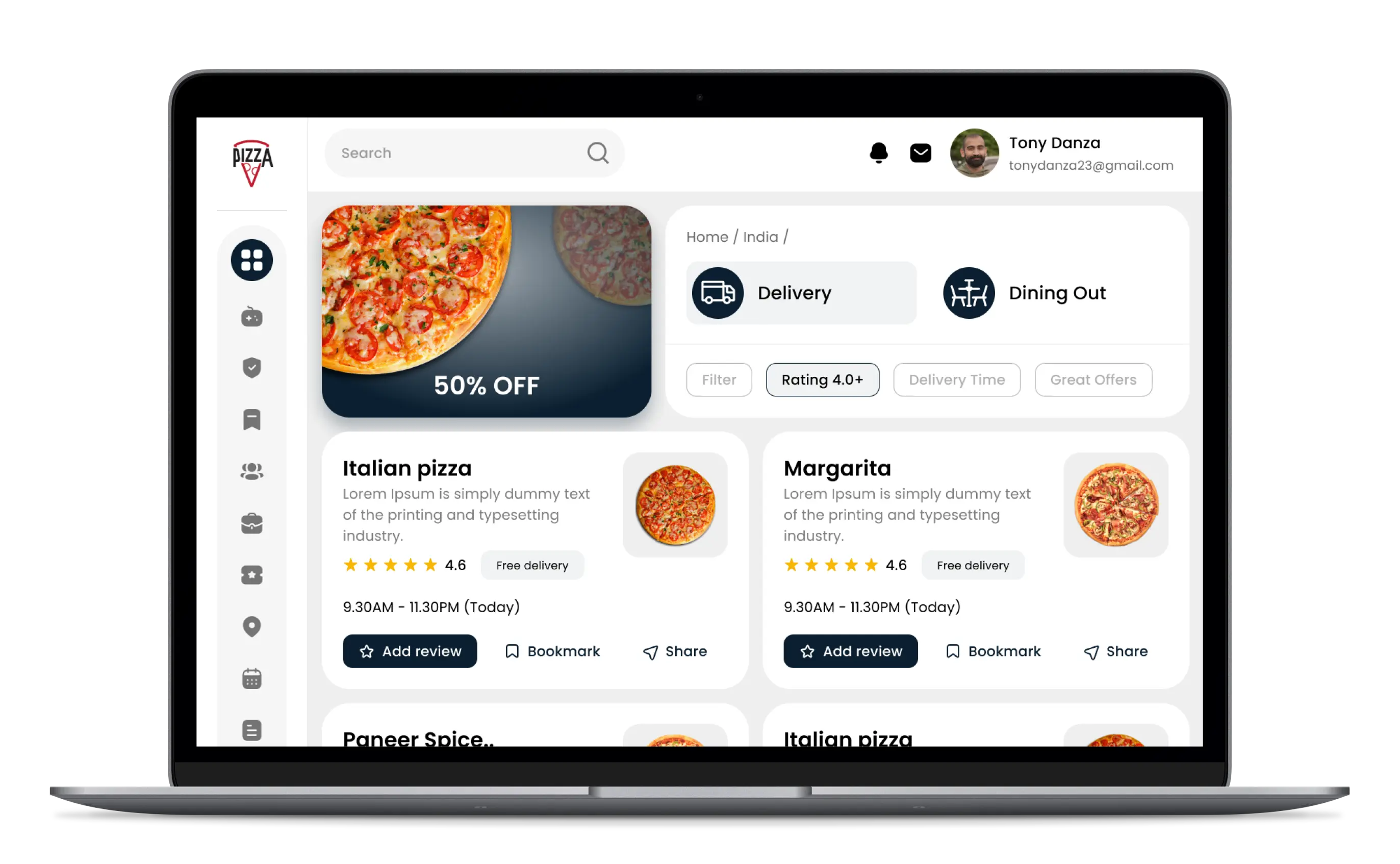 Pizza Delivery Admin Panel 