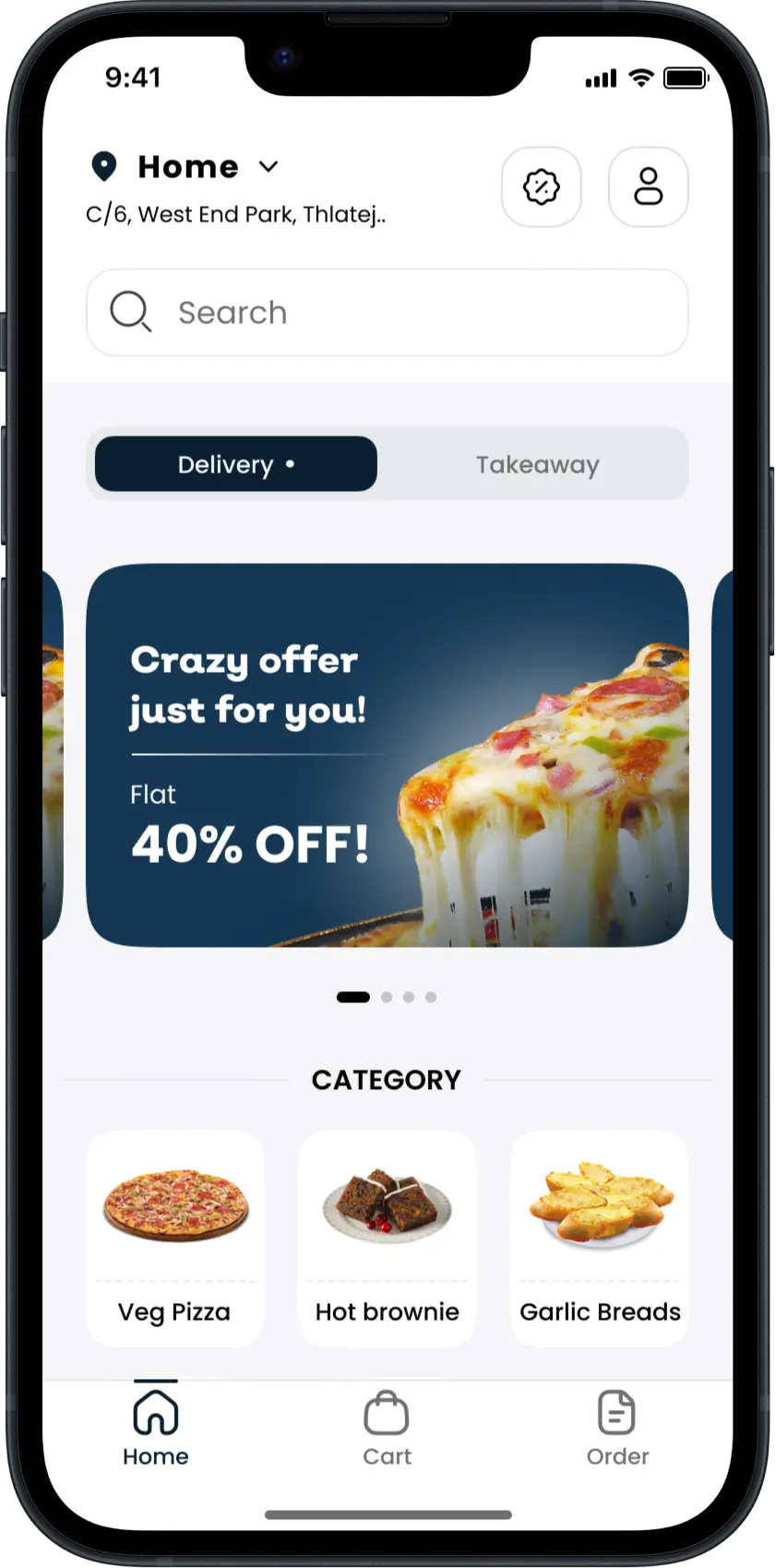Pizza Delivery Customer App - Home Page