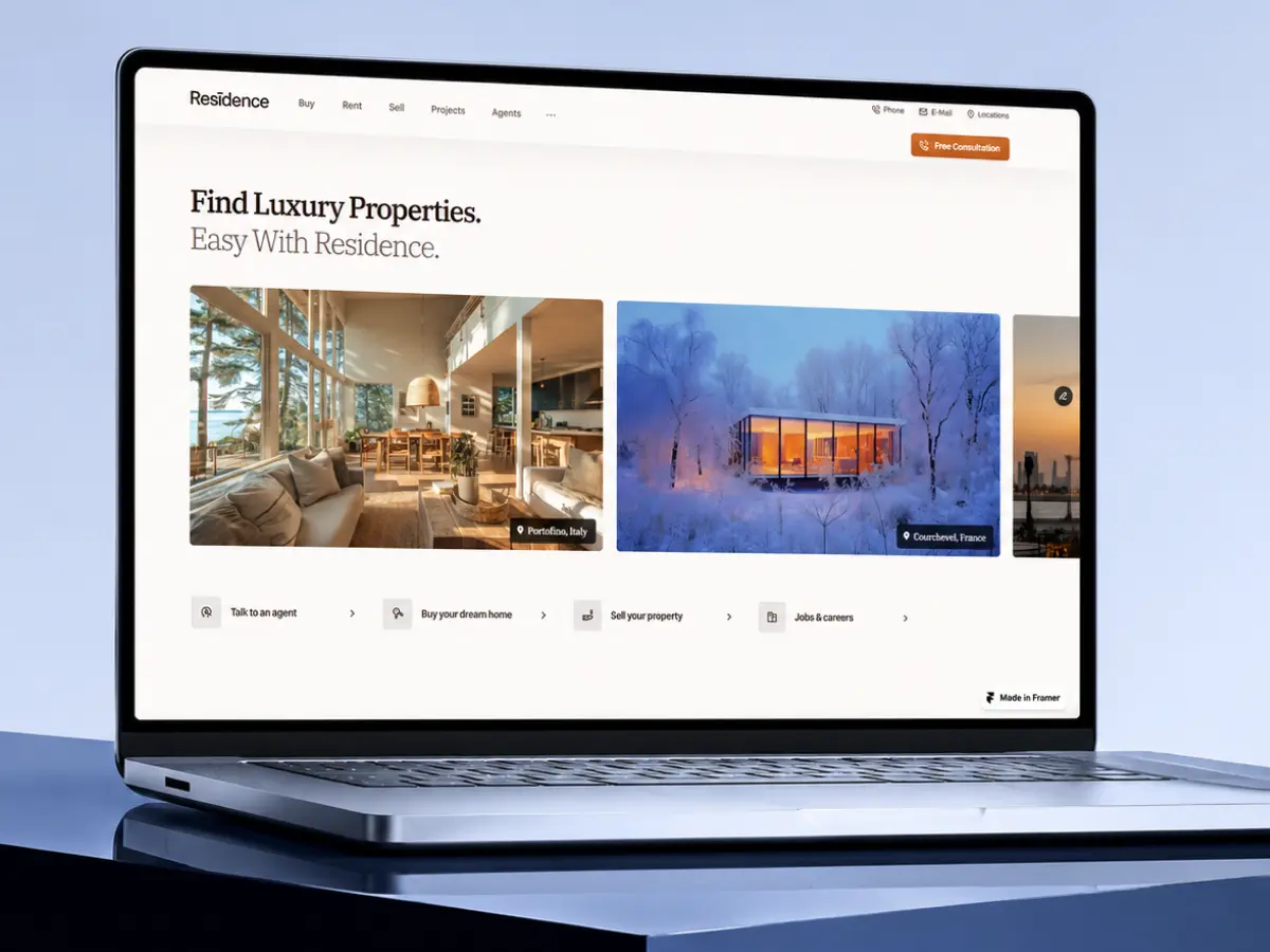 Residence Property Luxury Real Estate Framer Website