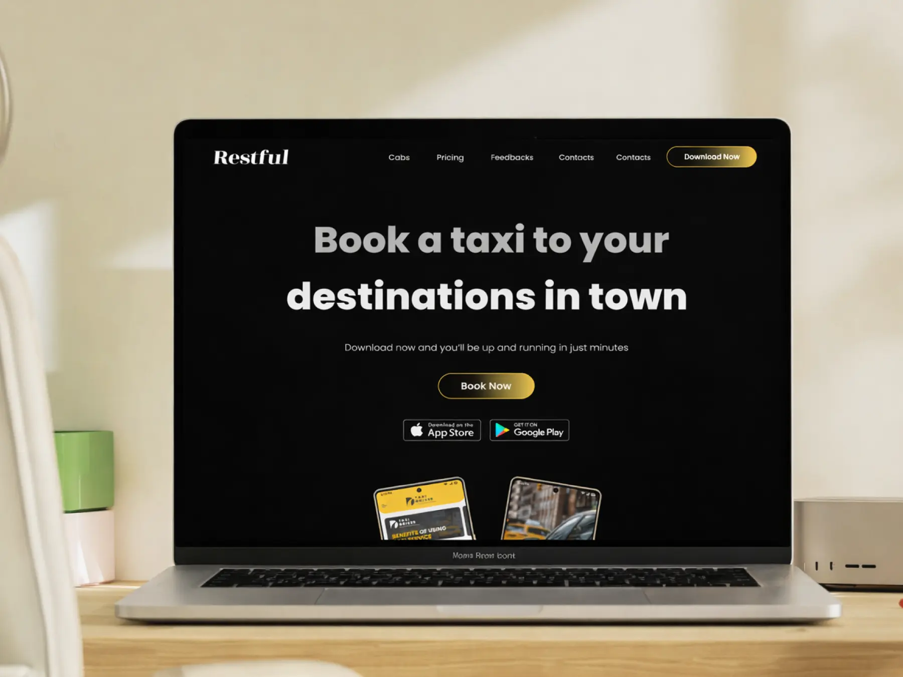 Restful Taxi Booking App Framer Website