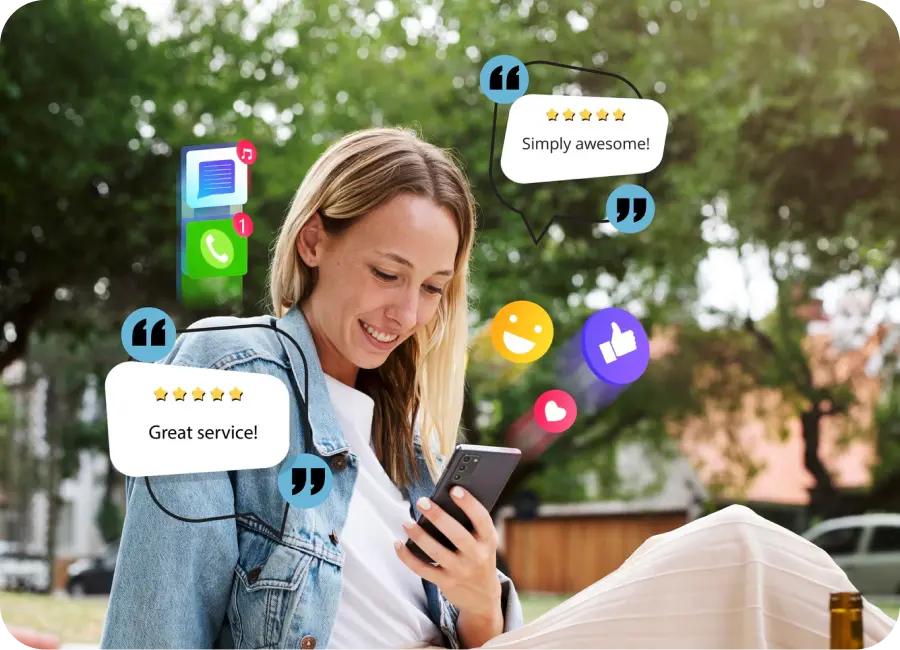 A customer using a mobile phone to access a retail brand's loyalty and rewards program.