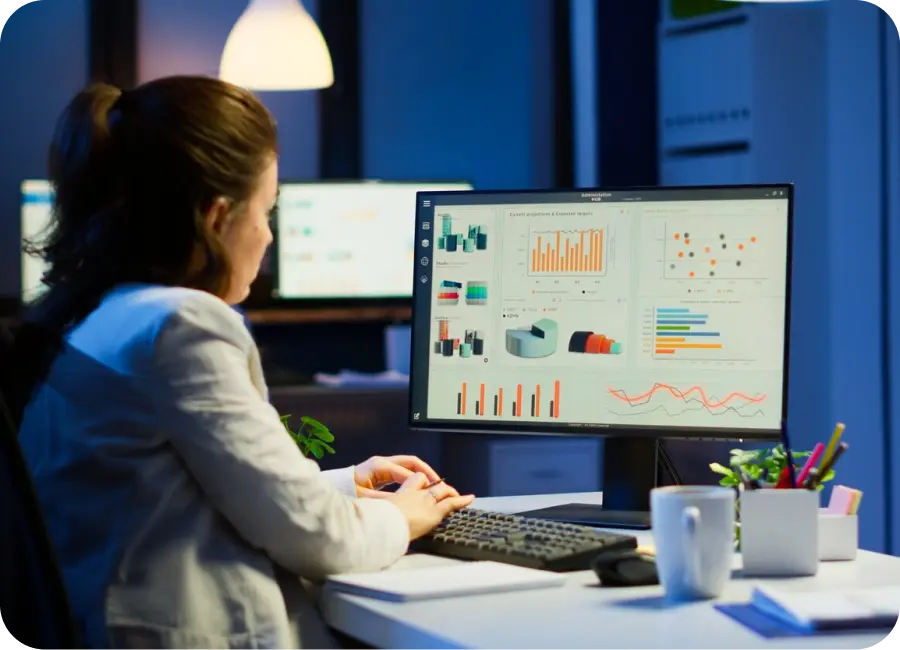 A retail management software dashboard showing inventory levels and sales reports.