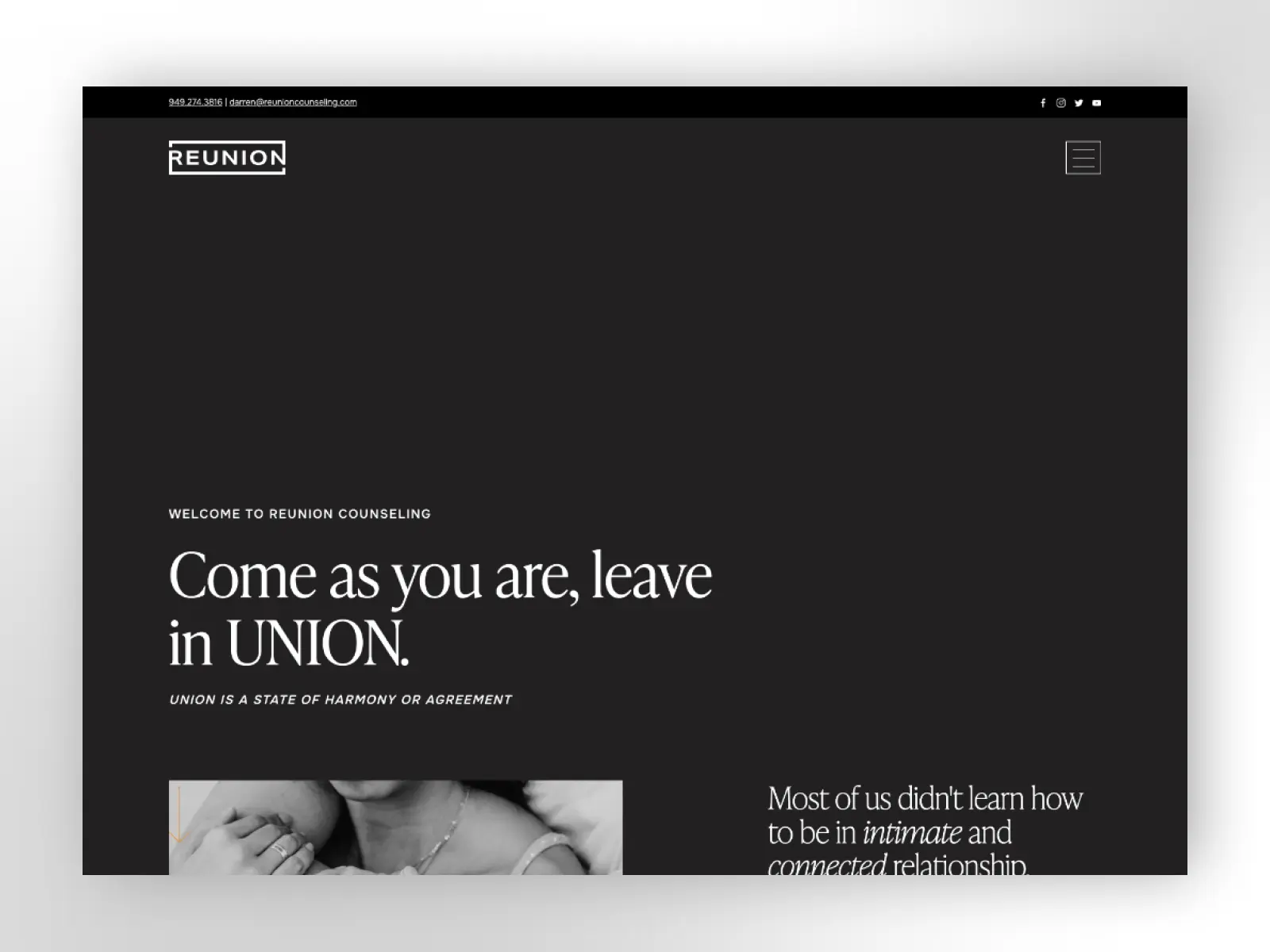 Reunion Counseling Website Screen 1