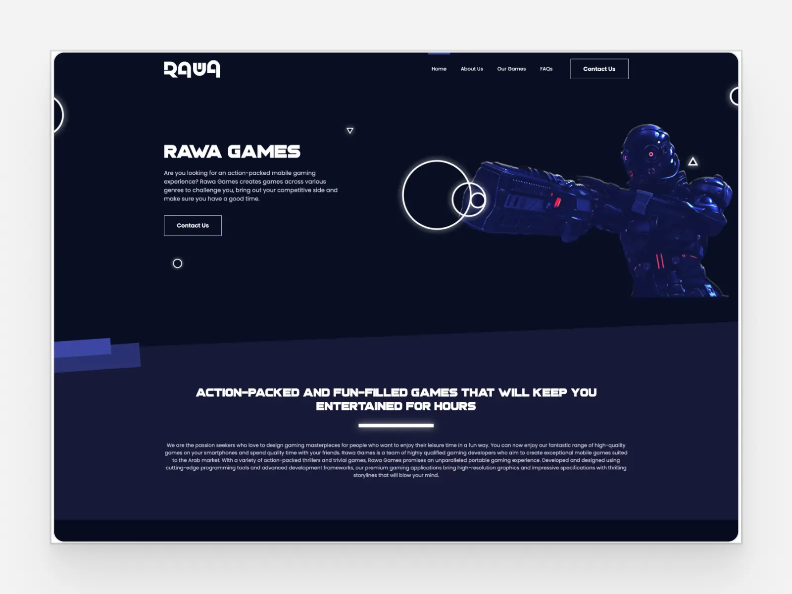 RWAA Games Website Screen 1