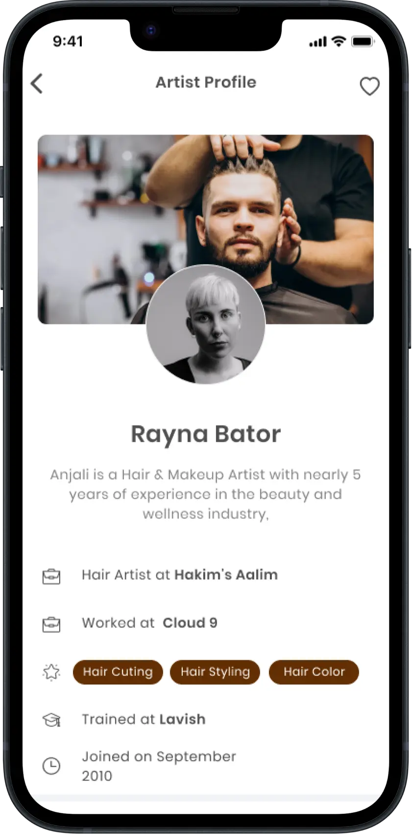 Salon Booking App - Artist Profile